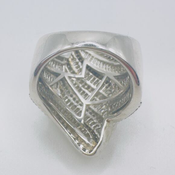 Genuine Statement Diamond Ring Size 6.5 Wide Band Comfort Fit 925 Silver - Picture 11 of 12